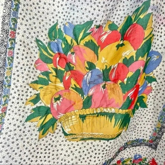 Axcess Navy Blue & White Fruit Basket Floral Square Scarf - Picture 2 of 4